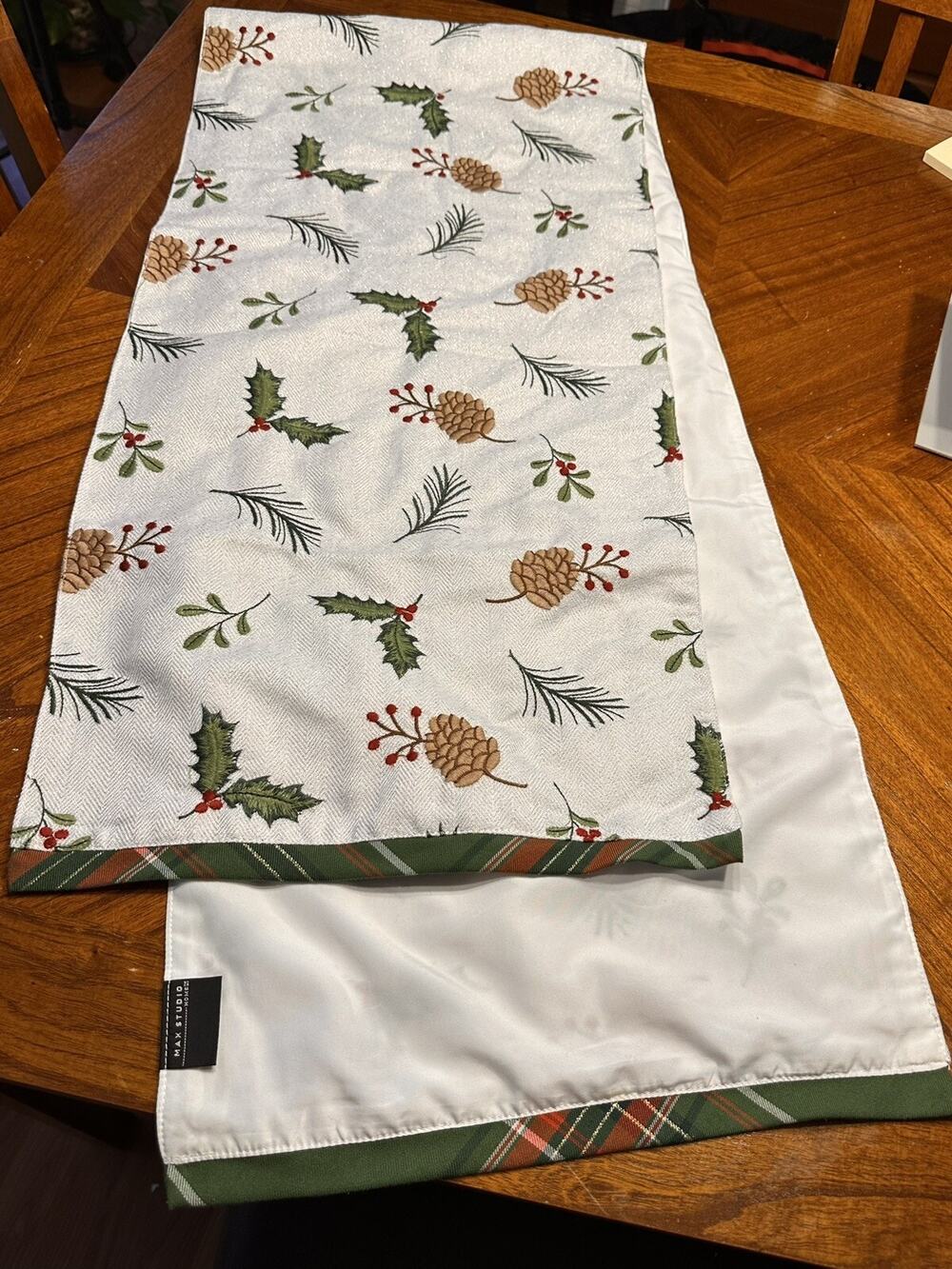 Embroidered Christmas Table Runner 16x72 Max Studio Home Cone